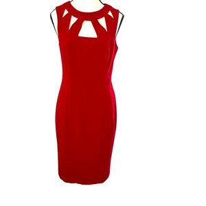 Eliza J Sleeveless Cocktail Dress Size 6 Red Cutout Neckline